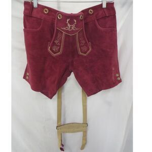 NWT Bavaria Trachten Red Leather Lederhosen Women’s 16 EU 48 Oktoberfest